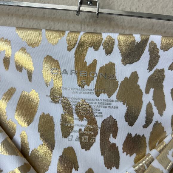 Carbon38 White Gold Leopard Sports Bra Leggings Matching Set - Picture 7 of 7